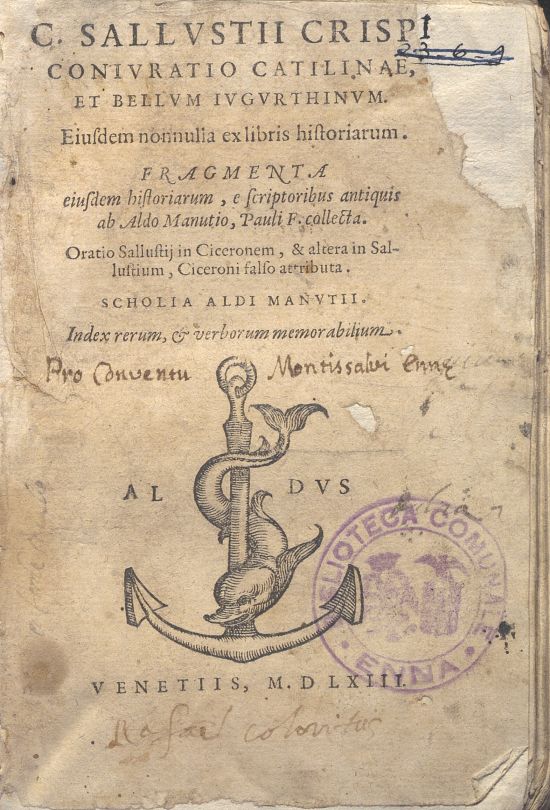 C.34.1.12 – CONIURATIO CATILINAE ET BELLUM IUGURTHINUM. C. SALLUSTI CRISPI. 1563